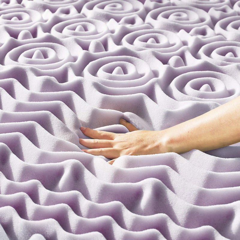 Mellow 3 Inch 5-Zone Memory Foam Mattress Topper, Soothing Lavender Infusion, Dorm Essentials, Queen - Image 3